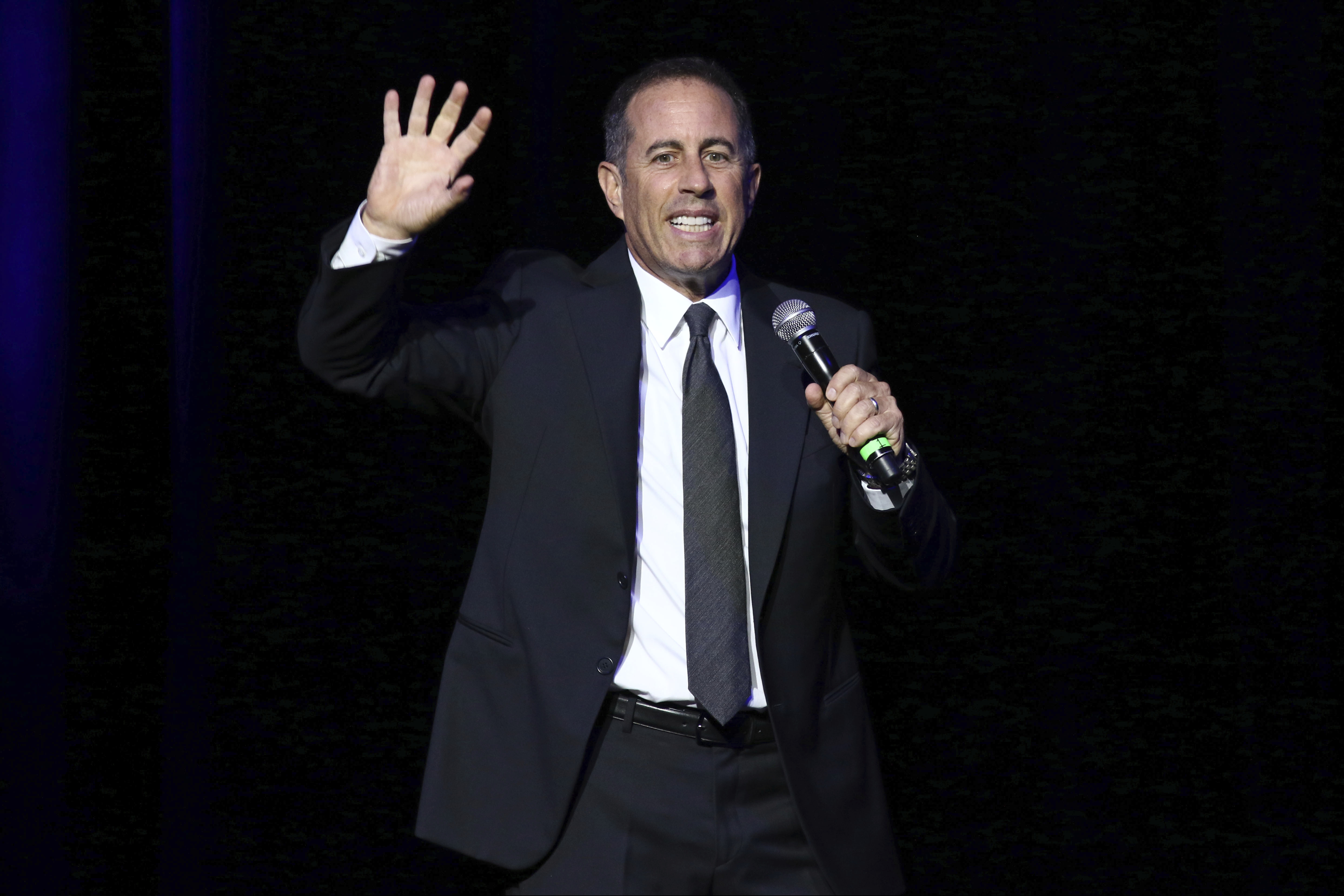FILE - In this Nov. 1, 2016 file photo, Jerry Seinfeld performs at Stand Up For Heroes, presented by the New York Comedy Festival and the Bob Woodruff Foundation, at the Theater at Madison Square Garden in New York. (Photo by Greg Allen / Invision / AP, File)