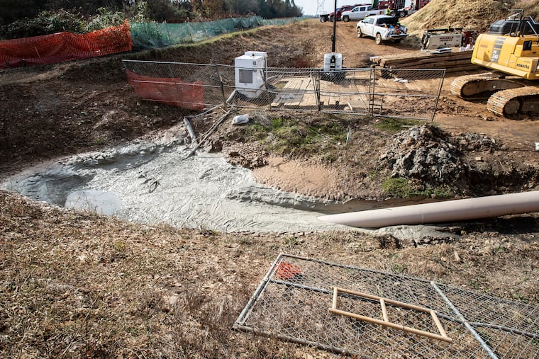 Part of the Mariner East pipeline, seen here in West Chester in November 2019. Prosecutors charged five men with bribery and related offenses for what they said was an illegal scheme to hire state constables to act as private security at the construction sites.