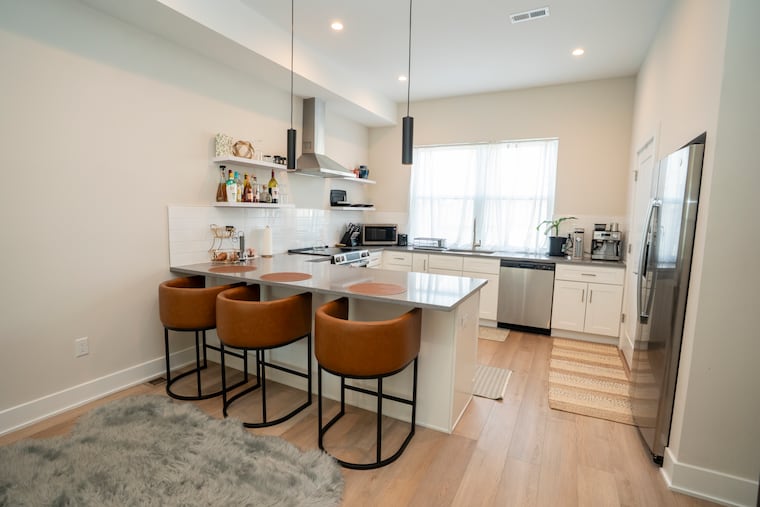 The kitchen of Murchison’s new East Falls townhouse.