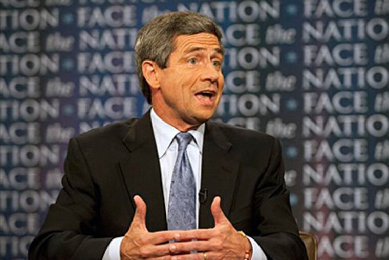 Rep. Joe Sestak, D-Pa., appears on CBS's "Face the Nation" in Washington, on Sunday. (AP Photo/CBS Face the Nation, Chris Usher)