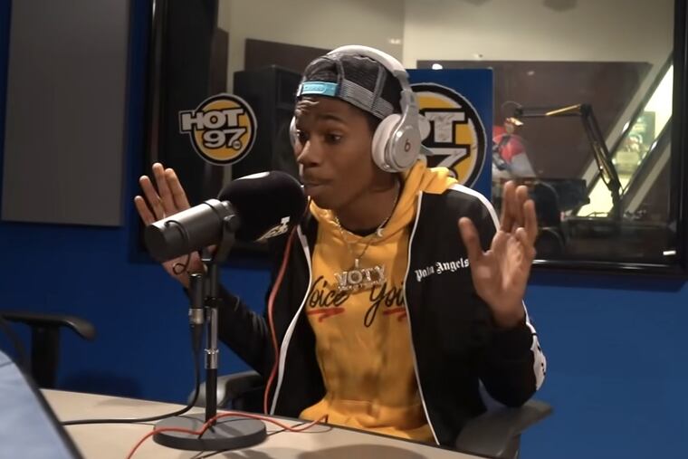 North Philly rapper LGP QUA on Funkmaster Flex's radio show on New York station Hot 97 in 2020. His new freestyle rap has one viral on Instagram and TikTok.