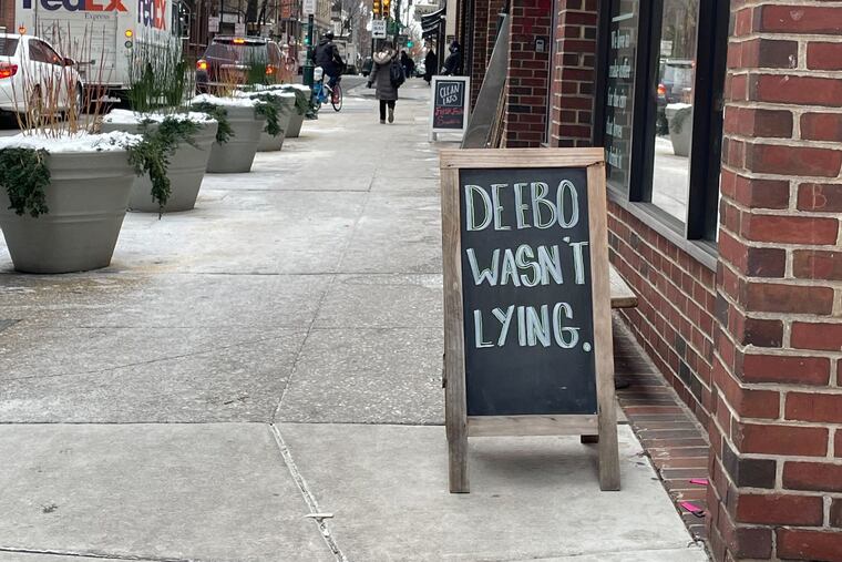 An employee at Konditori, a Center City coffee shop, felt the need to vent about the Eagles loss on Thursday, Jan. 18, 2024.