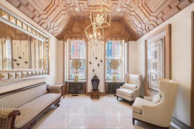One of the elaborate ceiling treatments at 1905 Spruce St. in Philadelphia.