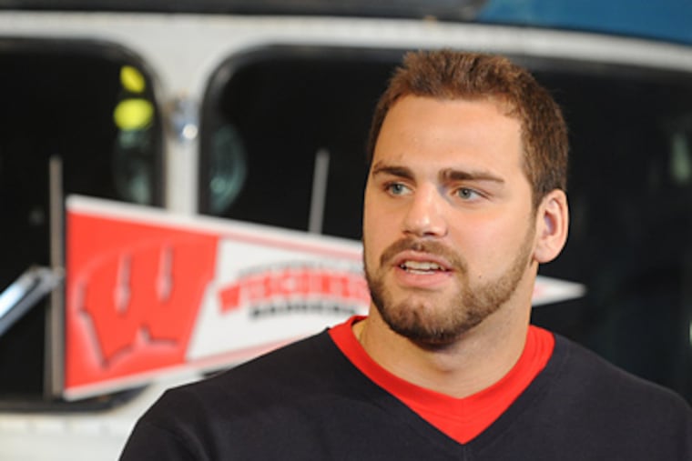 Wisconsin tackle Gabe Carimi could be targeted by the Eagles in the NFL draft. (Dave Weaver/AP Photo)