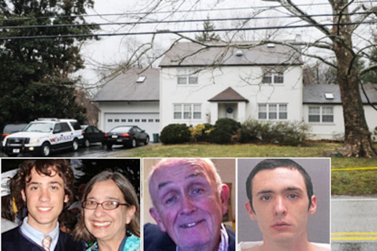 From left, James, Susan and Joseph McAndrew Sr. were found stabbed to death at their Gulph Mills home. Joseph McAndrew Jr. (right), is charged in their slayings. (Facebook/police handout)