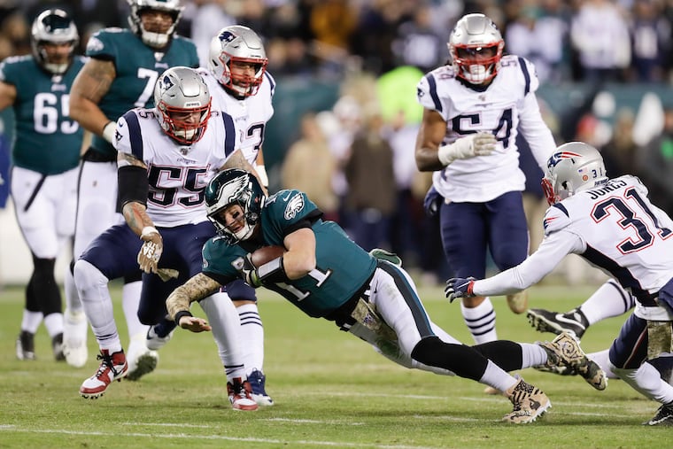 Eagles quarterback Carson Wentz held the ball too long several times in the first half and missed on too many throws after the break.