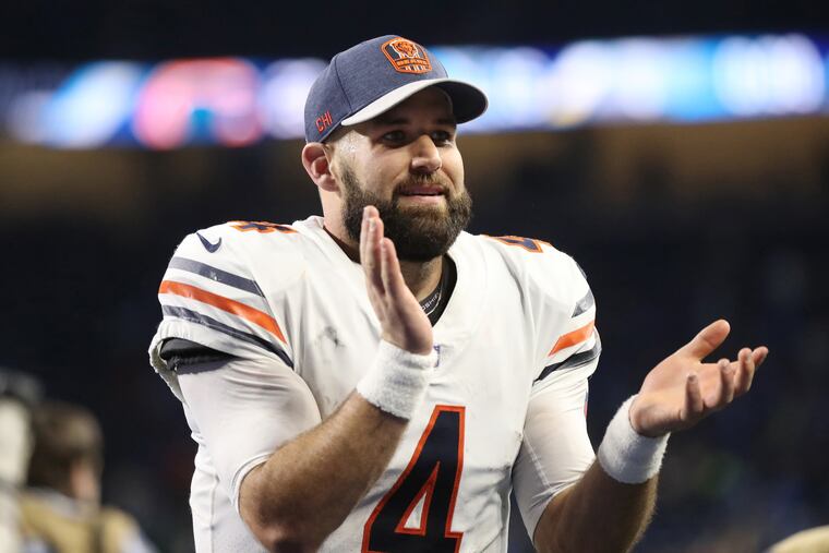Chicago Bears quarterback Chase Daniel celebrates a 23-16 win in Game 11 against the Detroit Lions at Ford Field on Nov. 22.