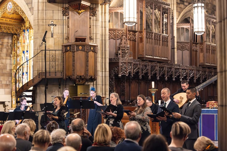 Tenet Vocal Artists performing “Ein Kind Geborn” with Philadelphia’s Renaissance wind band, Piffaro at New York City's Church of Saint Vincent Ferrer on Thursday, December 4, 2025.