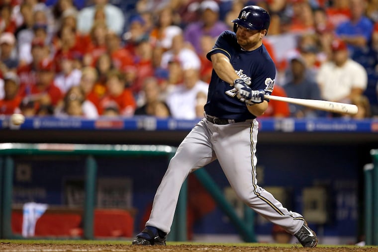 Adam Lind knocking in the winning run for the Milwaukee Brewers in a game against the Phillies on July 2, 2015.
