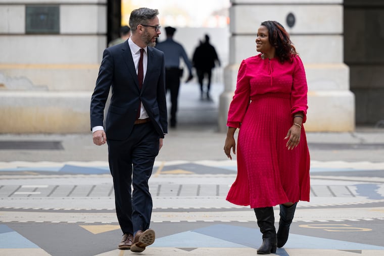 Aren Platt and Sinceré Harris both chief deputy mayors, at Philadelphia City Hall.