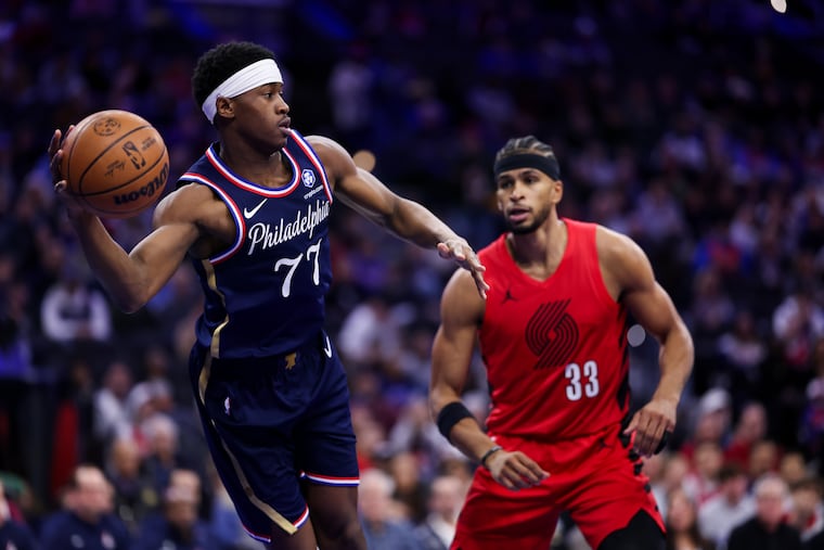 VJ Edgecombe scored 18 points on 8-of-18-shooting in the Sixers' 109-103 victory over the Trail Blazers on Sunday.