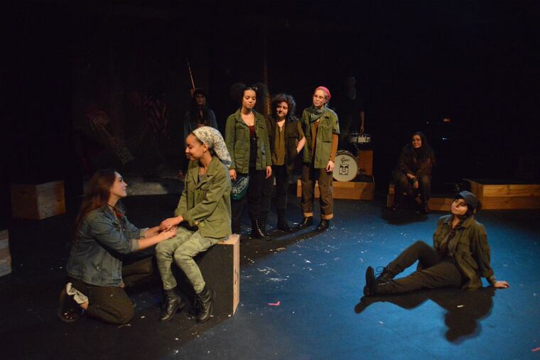 At the 2017 Philadelphia Women's Theatre Festival, the headlining production was the musical "Hear Me War" by Sarah Galante and Jaime Jarrett.