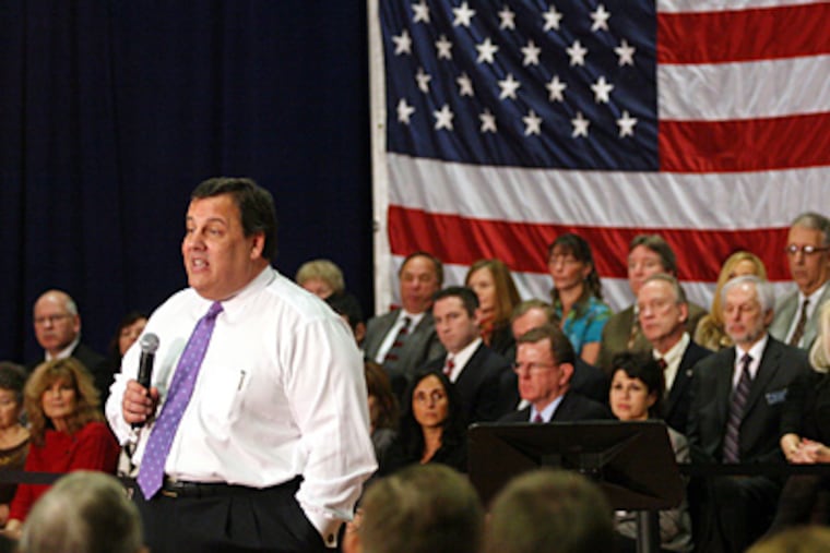 Gov. Christie speaks during a town hall meeting at the Shimon and Sara Birnbaum Jewish Community Center in Bridgewater. (Kathy Johnson / Bridgewater (N.J.) Courier-News)