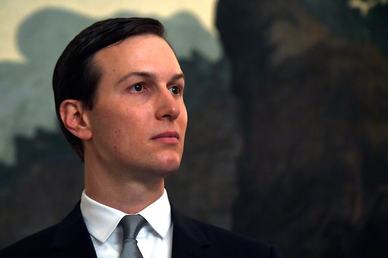 FILE - In this March 25, 2019, file photo White House adviser Jared Kushner listens during a proclamation signing with President Donald Trump and Israeli Prime Minister Benjamin Netanyahu in the Diplomatic Reception Room at the White House in Washington. Kushner will present the economic portion of his Mideast peace plan on June 25 in Bahrain, with some key players missing. (AP Photo/Susan Walsh, File)