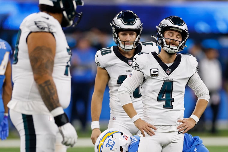 Eagles kicker Jake Elliott missed for only the second time inside of 50 yards this season in Monday's loss.