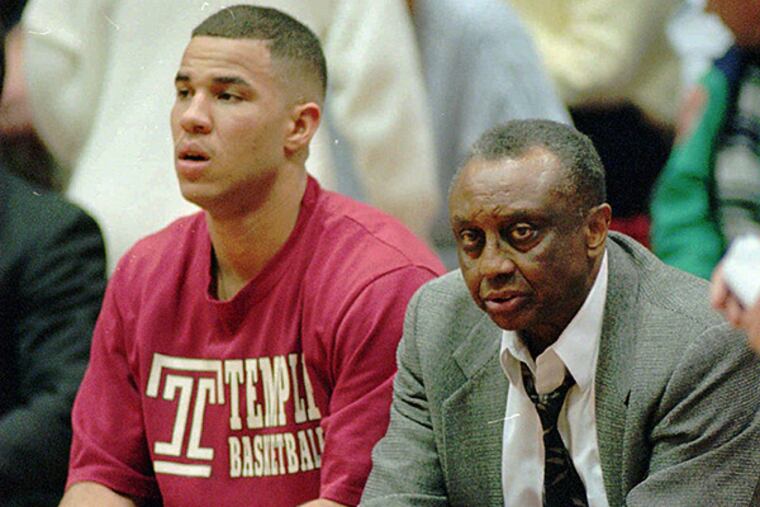 Rick Brunson with John Chaney on Temple's bench back in 1995. (Tim Shaffer/AP file photo)