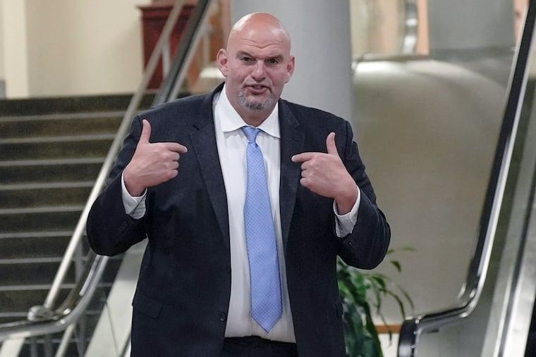 Sen. John Fetterman (D., Pa.) is seen at the Senate Subway on Capitol Hill on May 15.