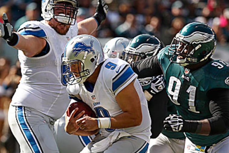 The Eagles did not record a sack in the loss to the Lions. (Ron Cortes/Staff Photographer)