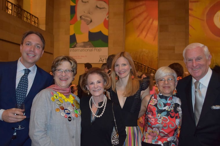 From left: Jason Friedland, Marla Shoemaker, Lynne Honickman, Katy Friedland, Barbara Bassett, and Harold Honickman at the PMA's Art After Dark in 2019.