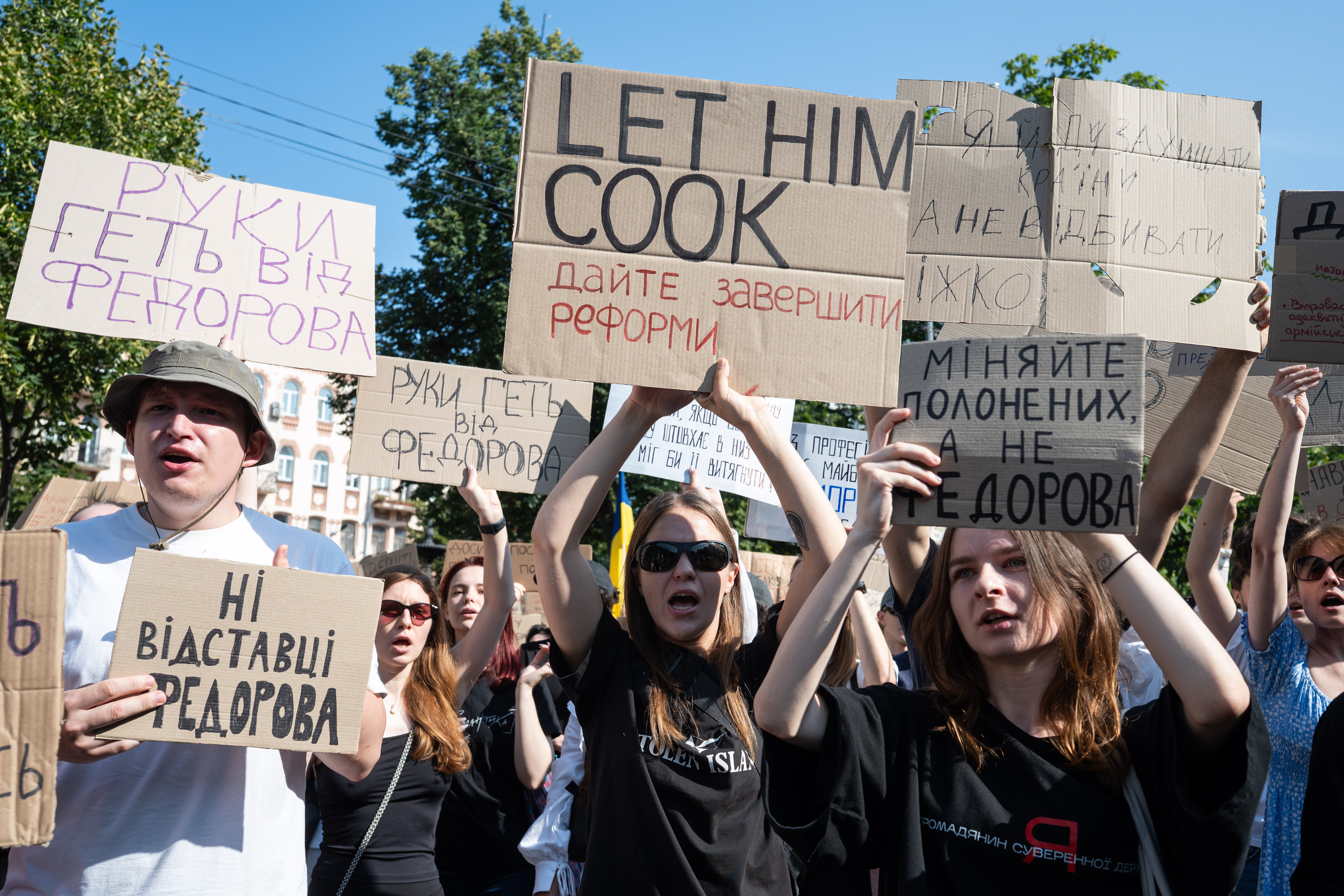 Protesters rally in Kyiv as Zelenskyy moves to oust Ukraine's defense minister