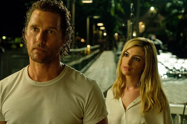 Karen (Anne Hathaway) is scheming with ex-husband Baker Dill (Matthew McConaughey) in ‘Serenity.’