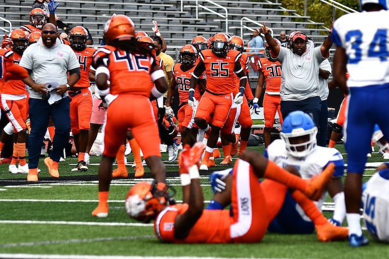 Lincoln celebrates a fumble recovery.