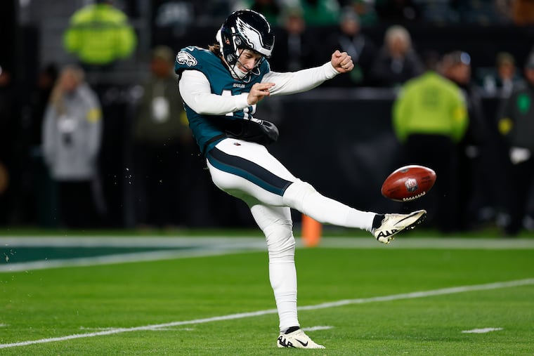The Eagles' Braden Mann averaged a career-high 49.9 yards per punt in 2025.