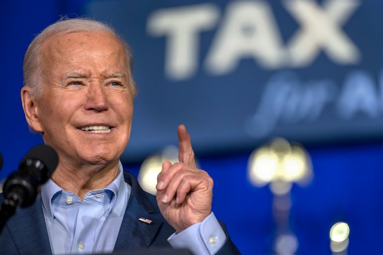 President Joe Biden, seen here speaking in Scranton on Tuesday. Biden will be back in Philadelphia on Thursday, his fourth trip to the area this year.