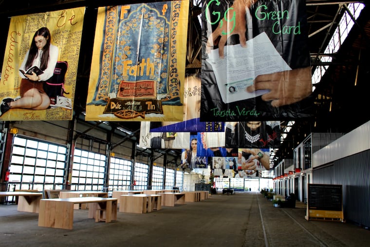 "An Immigrant Alphabet" is a 2017-18 public art installation produced by Al-Bustan Seeds of Culture. Artist Wendy Ewald collaborated with 18 Northeast High School students to explore their immigrant experiences.