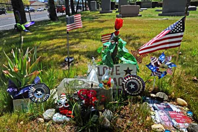 FILE - At Rodeph Shalom Cemetery in Egg Harbor Township, the grave of April Kauffman. ( APRIL SAUL / Staff, File )