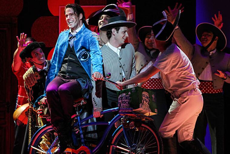 "Figaro" Jonathan Beyer, center, duringThe Barber of Seville, dress rehearsal, Monday, September 22, 2014. ( Steven M. Falk / Staff Photographer )