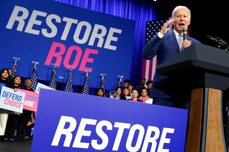 President Joe Biden speaks about abortion access during a Democratic National Committee event in 2022.