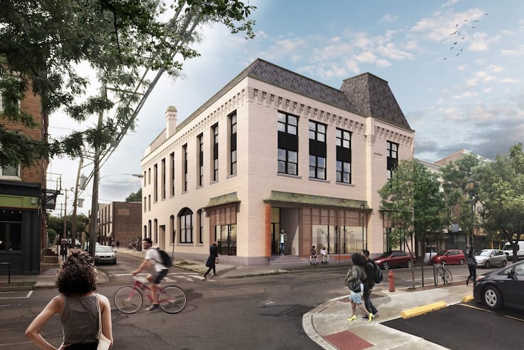 Artist's rendering of three-story building at 22 South 40th Street, designed by architect Frank Furness, after renovations.