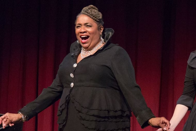 Mrs. Harris-Lawton, shown here in "Broads," also did voice-overs and played hand instruments.