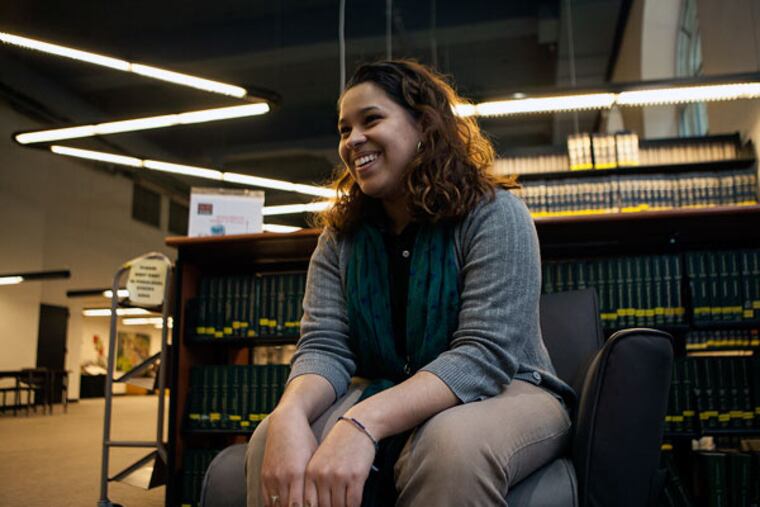 Kiara Lynn Garcia is taking classes at Community College of Philadelphia while finishing her senior year at Kensington High School for Creative and Performing Arts. She will be the first in her family to go to college. (CHRIS FASCENELLI / Staff Photographer)