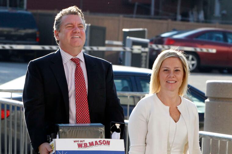 Former deputy chief of staff Bridget Anne Kelly arrives for the trial in the Newark courthouse.