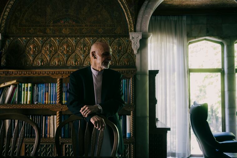 Afghan President Ashraf Ghani is seen is the palace earlier this year. Ghani fled the compound by helicopter, bound for Uzbekistan and then the United Arab Emirates.