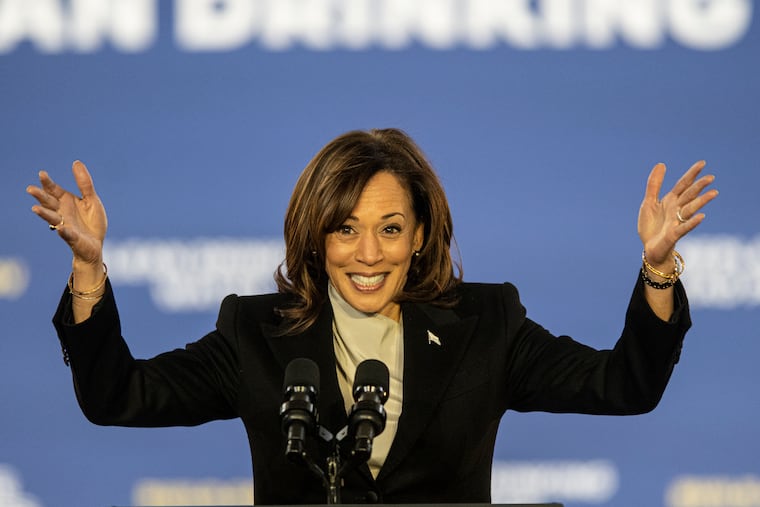Vide President Kamala Harris, seen here speaking in Philadelphia in February 2023. Harris will be back in town Tuesday to deliver the keynote address at the SEIU's quadrennial convention.