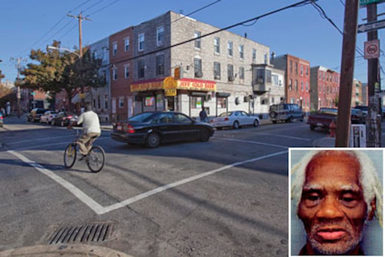 Charles Pitts was killed at 17th and Wharton. Joe Ligon (inset) says he had nothing to do with the death or that of Jackson Hamm. (David M Warren / Staff Photographer)