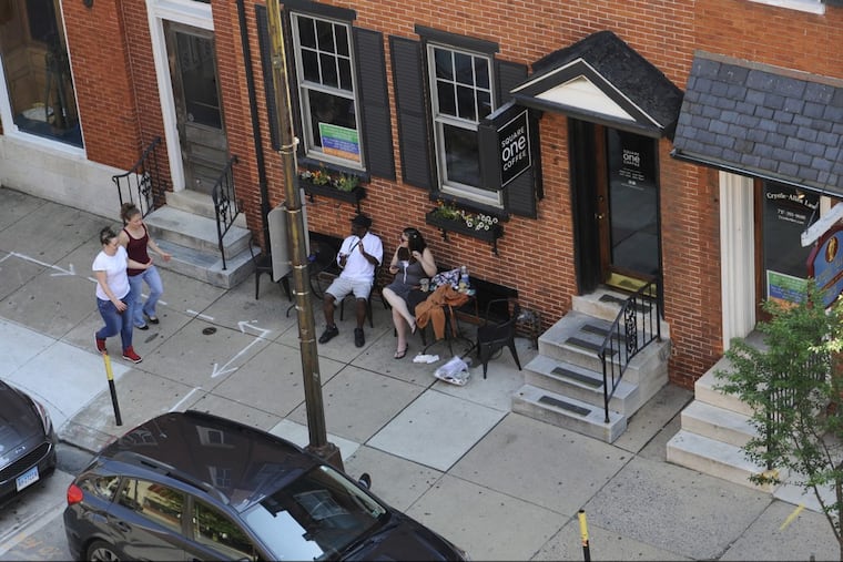 An overhead view down a historic section of Duke Street in Lancaster.