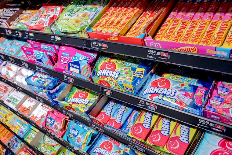 FILE — Candy and snacks for sale at a convenience store in Romulus, Mich., Feb. 4, 2025. A federal judge on Monday, June 22, 2026, blocked the Trump administration from barring the use of food stamps to buy sugary drinks and candy.