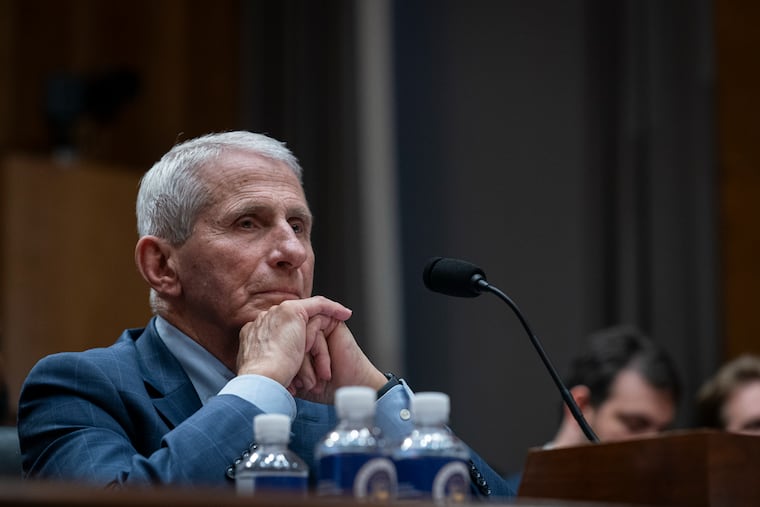 Anthony S. Fauci, former director of the National Institute of Allergy and Infectious Diseases, appears at a Senate hearing Wednesday.