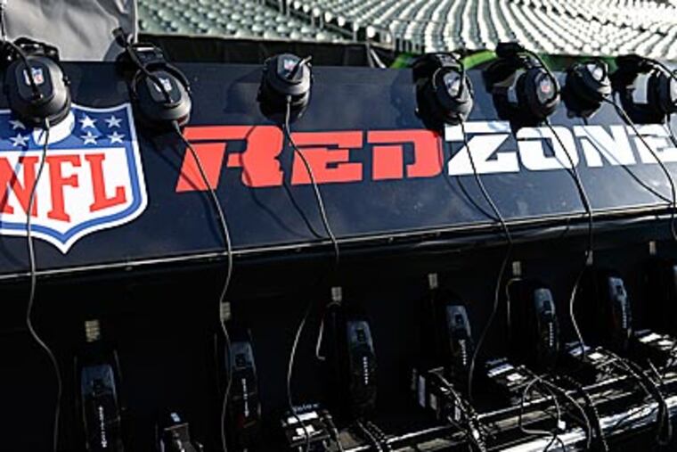 NFL Red Zone equipment on the field prior to a game between the Cincinnati Bengals and the Denver Broncos. (Michael Keating/AP)