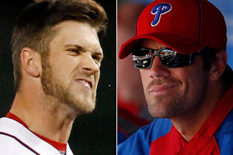 What will happen the next time Bryce Harper faces Cole Hamels? (Staff/AP Photos)