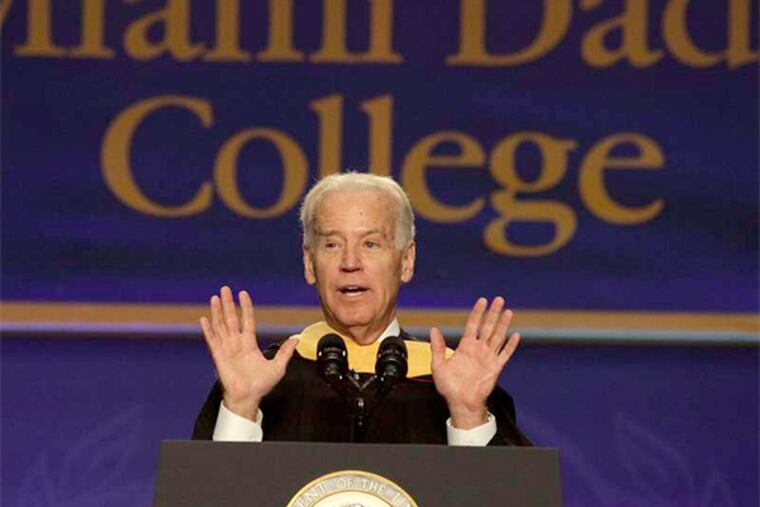 Vice President Biden told new graduates of Miami Dade College that "we have to act to bring 11 million people out of the shadows and put them on a path to citizenship."