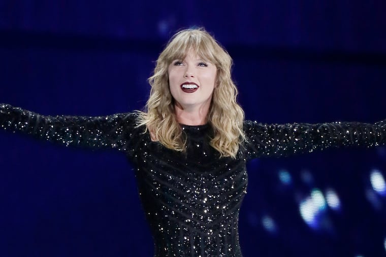 Taylor Swift performs during her Reputation Stadium Tour stop at Lincoln Financial Field in July 2018.