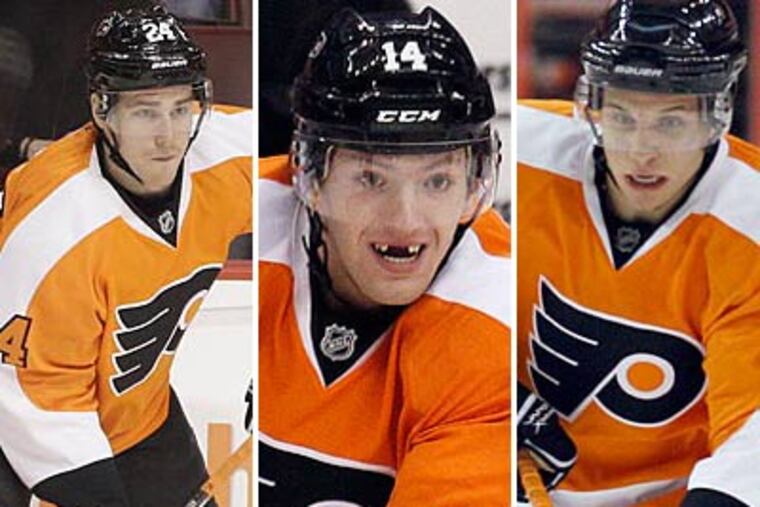 Matt Read, Sean Couturier and Brayden Schenn were all double-figure goal scorers for the Flyers this season. (File photos)