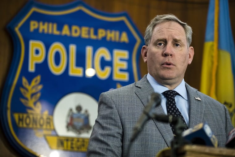 Philadelphia Police Capt. John Ryan speaks with members of the media during a news conference in Philadelphia, Monday, May 7, 2018.