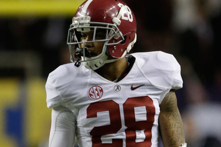 Alabama defensive back Dee Milliner (28) works against Georgia during the second half of the Southeastern Conference championship NCAA college football game, Saturday, Dec. 1, 2012, in Atlanta. (Dave Martin/AP)