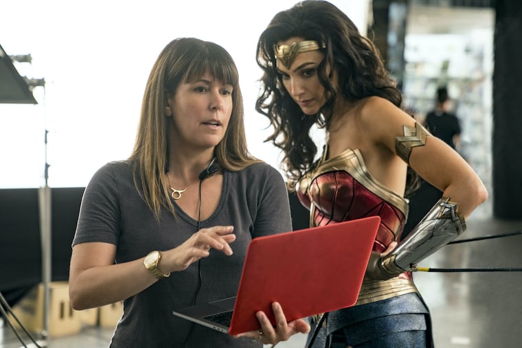 Director Patty Jenkins (left) and Gal Gadot on the set of Warner Bros. 'Wonder Woman 1984,' opening Christmas Day.